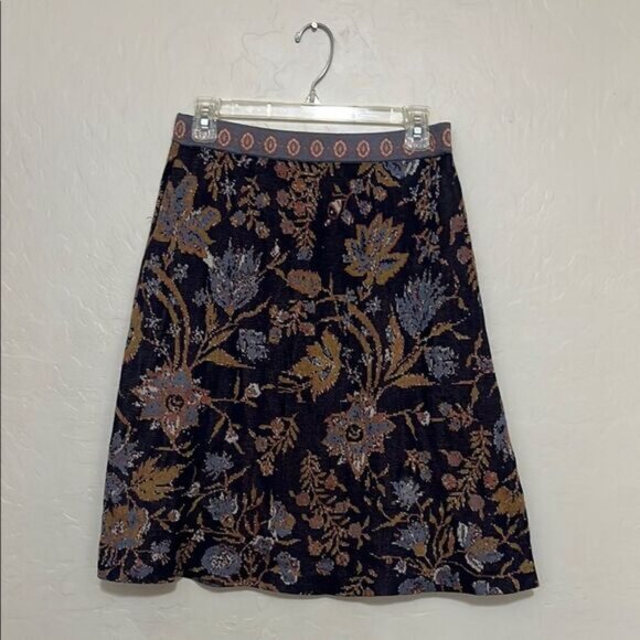 Peruvian Connection Floral Patterned A-Line Skirt Feminine Bohemian - Picture 1 of 6
